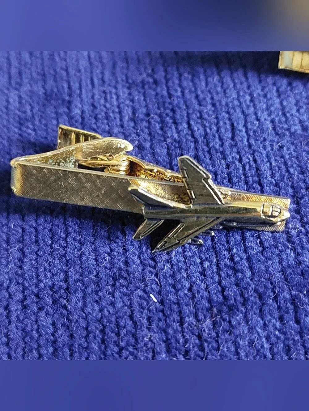 Vintage USA Flag / Jet Plane Tie Clips, Estate Jewelry, Lot of 2 Pieces